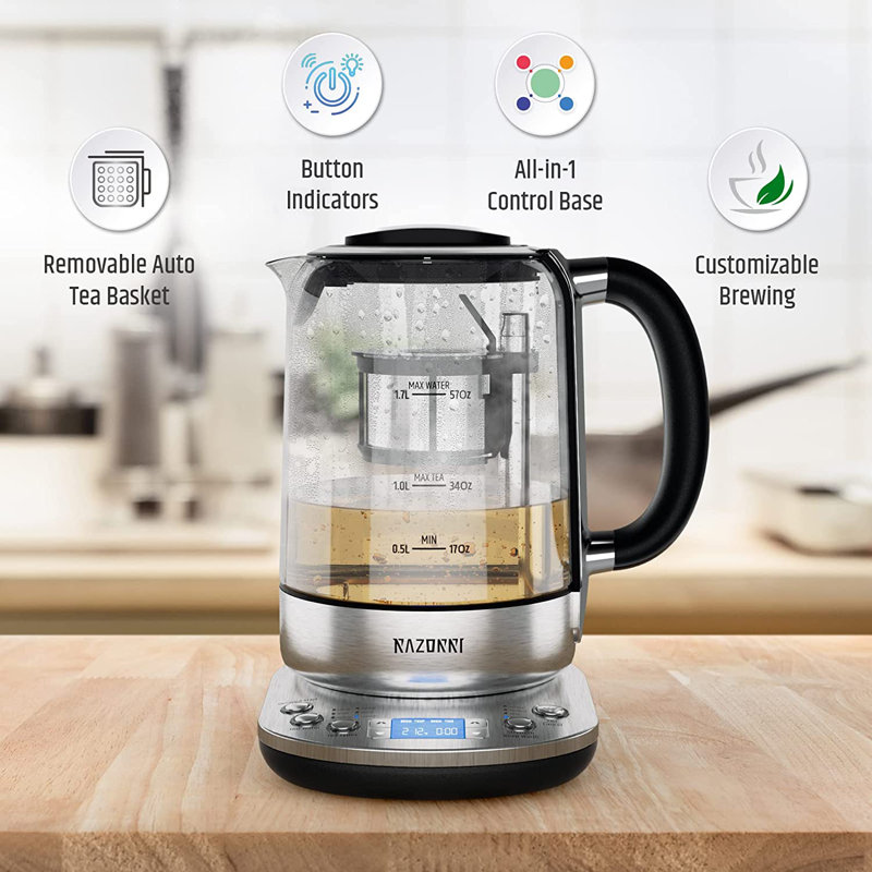 Razorri Electric Tea Maker 1.7L with Automatic Infuser for Tea Brewing 24 Hour Delayed Start Keep Warm Setting Reviews Wayfair